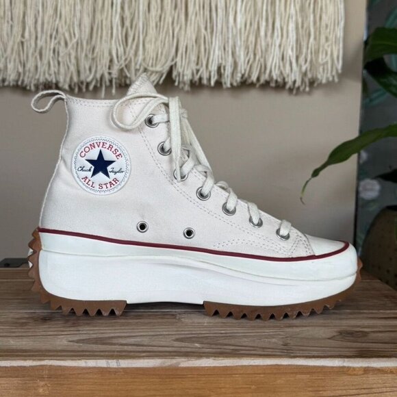 Converse Run Star Hike High in Parchment Gum Honey Platform Sneaker Size 7.5 - Picture 6 of 16